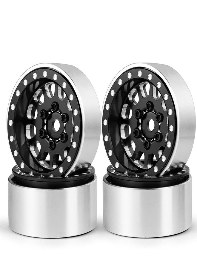 مجموعة عجلات MORLORDY 4 قطع 1.0 Plus Beadlock لسيارات الزحف التي تعمل بالتحكم عن بعد بمقياس 1/24 من طراز Axial SCX24 Gladiator Deadbolt Bronco C10 JLU (أسود) - Image 1